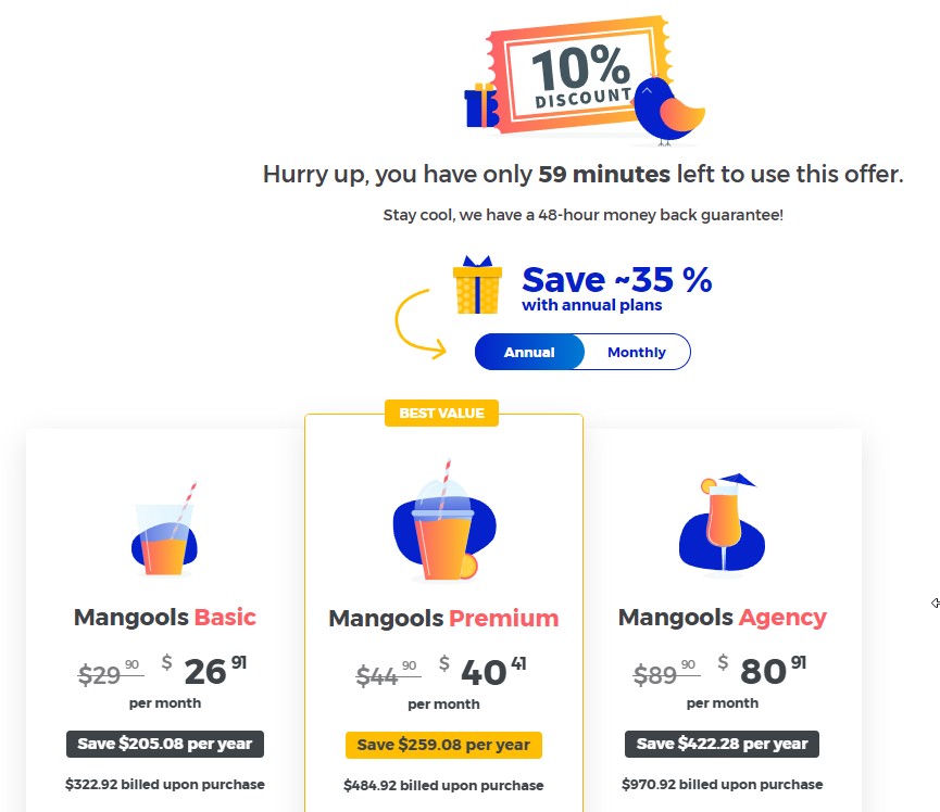 Mangools 요금제