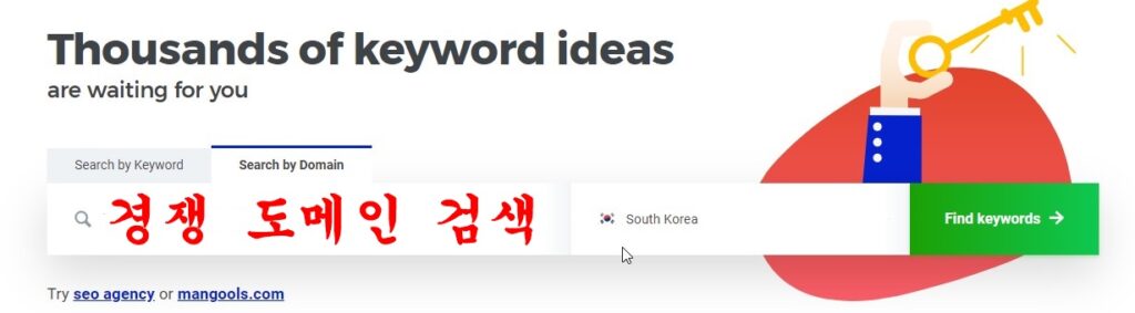 경쟁 도메인 검색창