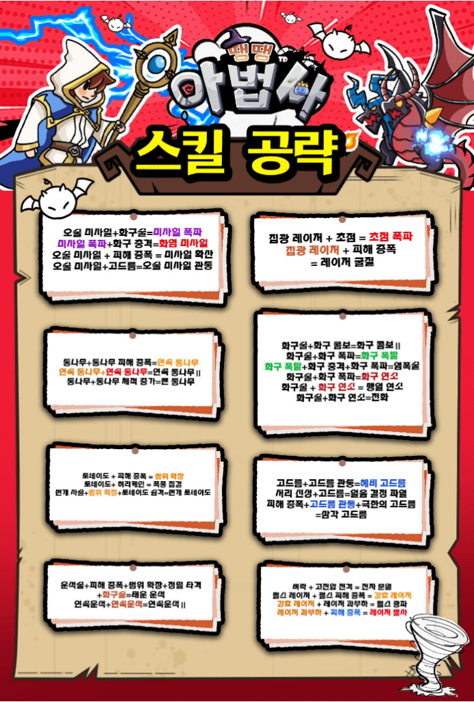 땡땡마법사 스킬 조합